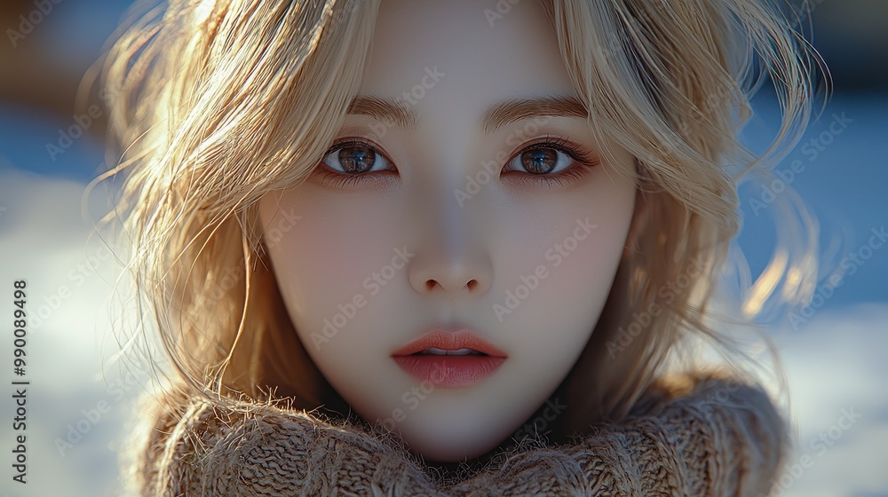 Beautiful Woman with Blonde Hair and Brown Eyes Beautiful Woman with Blonde Hair and Brown Eyes
