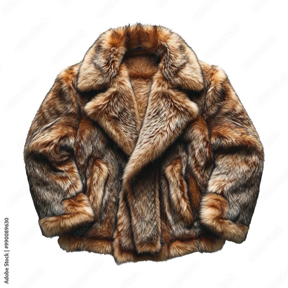 Luxurious faux fur coat on transparent background Luxurious faux fur coat on transparent background