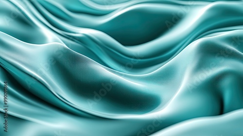 Smooth 3D teal waves undulating across the background, creating a visually striking and fluid design.