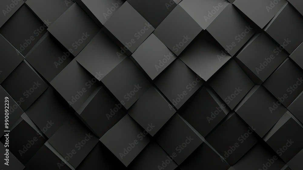 Sophisticated black diamond-shaped 3D pattern on a dark background, forming an abstract wallpaper design. Sophisticated black diamond-shaped 3D pattern on a dark background, forming an abstract wallpaper design.