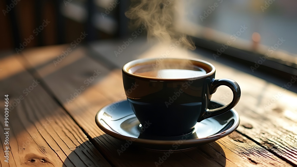 A steaming cup of coffee sits invitingly on a rustic wooden table. The warm hues and rich aroma create a cozy atmosphere, perfect for savoring each sip. A steaming cup of coffee sits invitingly on a rustic wooden table. The warm hues and rich aroma create a cozy atmosphere, perfect for savoring each sip.