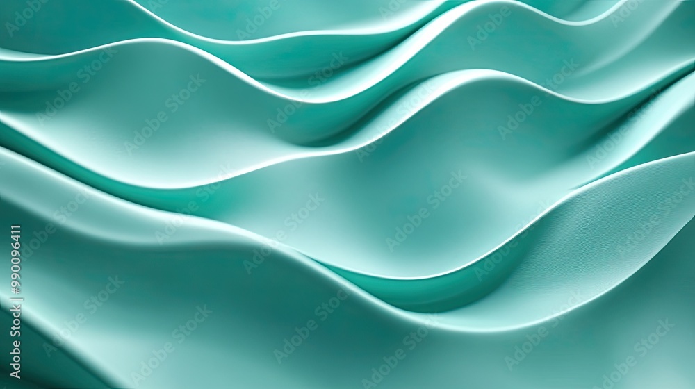Undulating teal wave pattern in 3D, creating a dynamic and smooth abstract background. Undulating teal wave pattern in 3D, creating a dynamic and smooth abstract background.