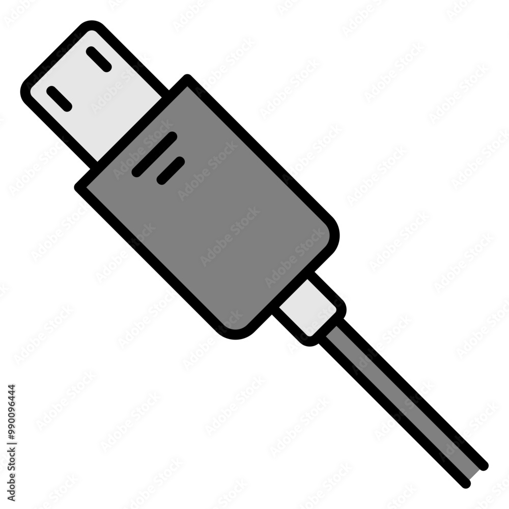 Illustration of USB Cable Filled Icon Illustration of USB Cable Filled Icon