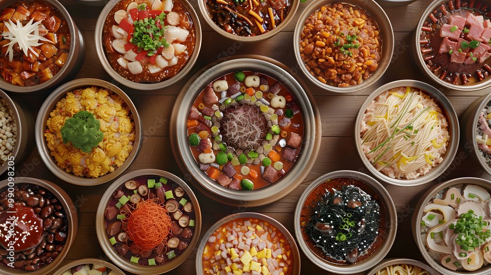 The colorful bowls filled with diverse dishes offer a fusion of flavors and textures, making a delightful culinary experience with a variety of appetizing and delicious meals The colorful bowls filled with diverse dishes offer a fusion of flavors and textures, making a delightful culinary experience with a variety of appetizing and delicious meals