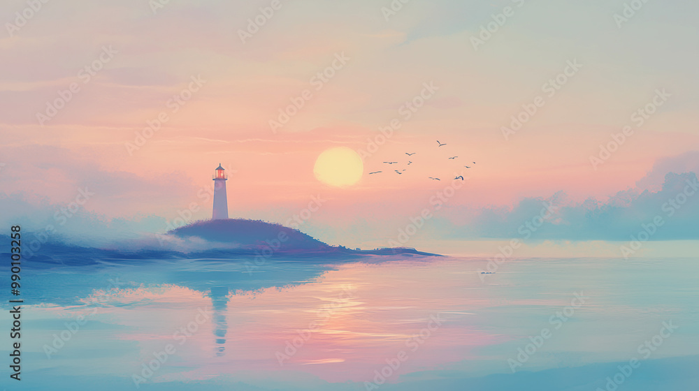 Fototapeta premium lighthouse at sunset