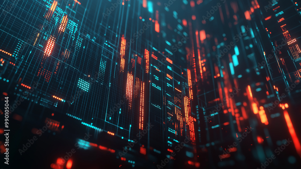Digital Data Stream with Geometric Patterns Digital Data Stream with Geometric Patterns
