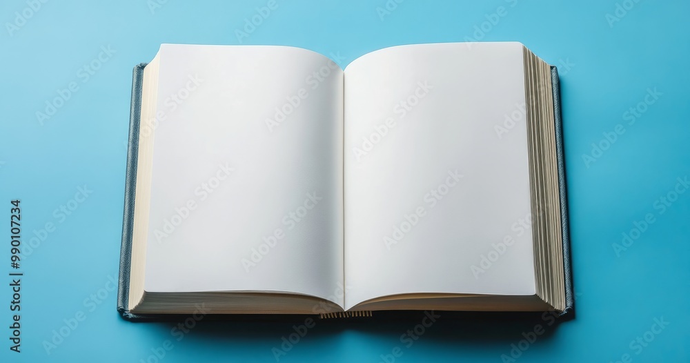 Open book on blue background for creative projects Open book on blue background for creative projects