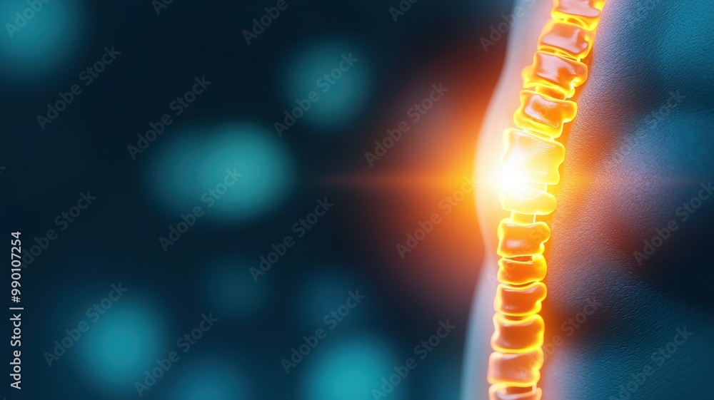 Obraz premium Radiant Human Spine Illustration in Blue Background