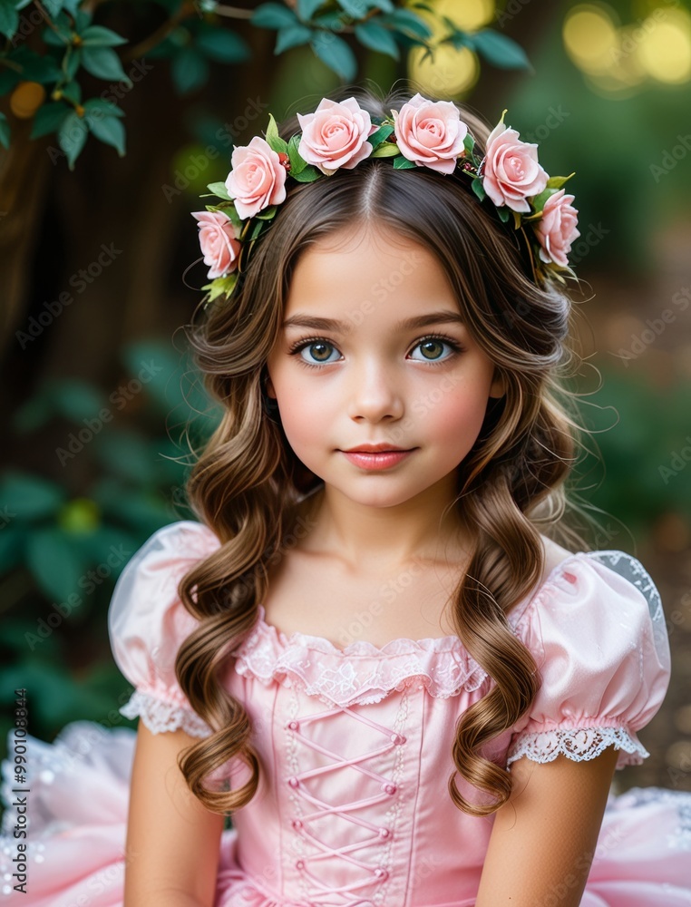 Little Girl in a Pink Dress with a Flower Crown Little Girl in a Pink Dress with a Flower Crown