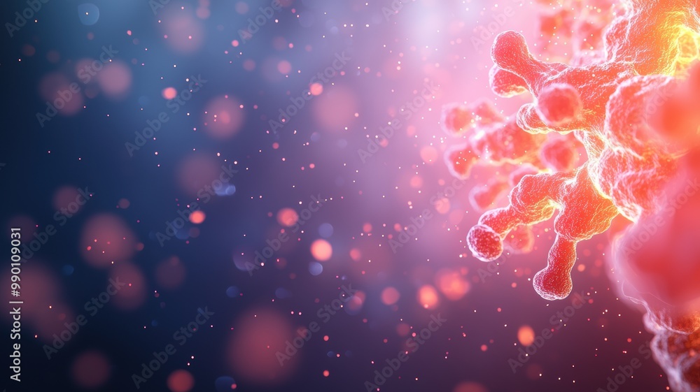 Vibrant Microscopic View of Virus Particles Vibrant Microscopic View of Virus Particles