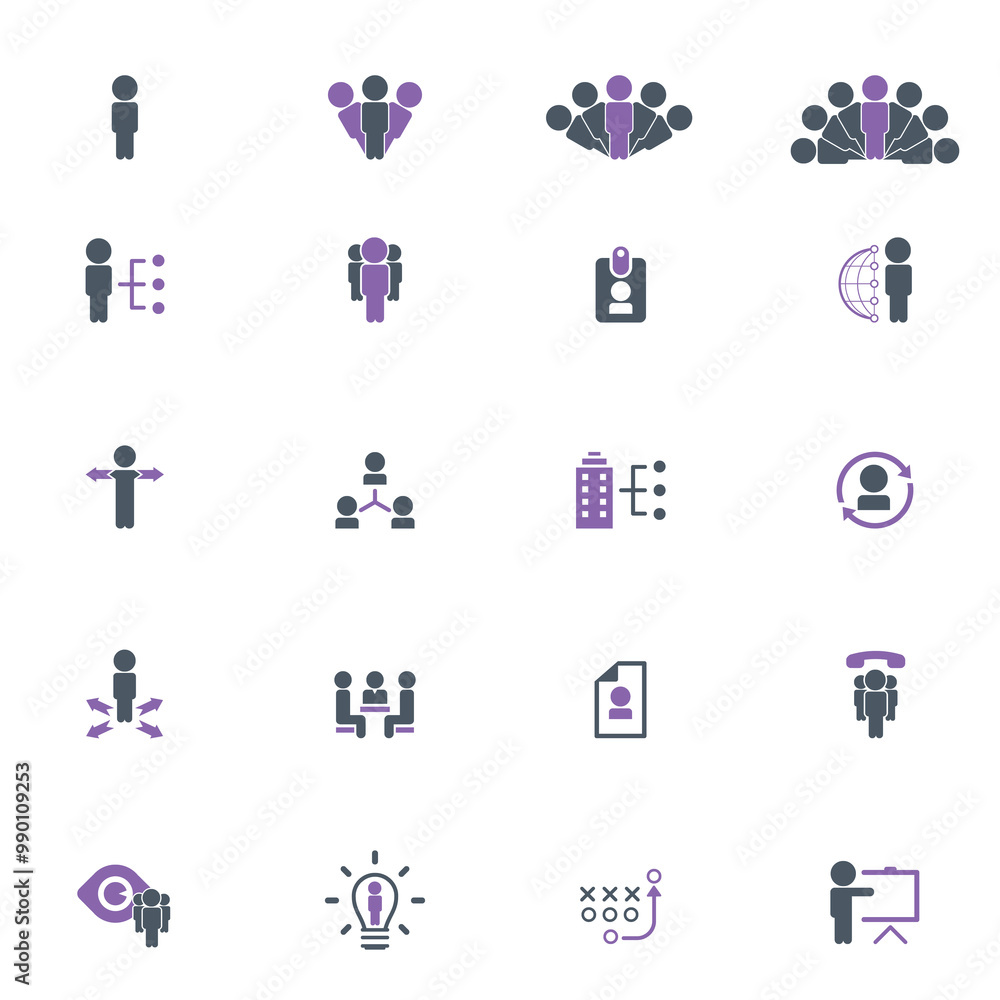 Fototapeta premium Universal business management and human resources icon set. Universal icons for web and mobile. Vector.