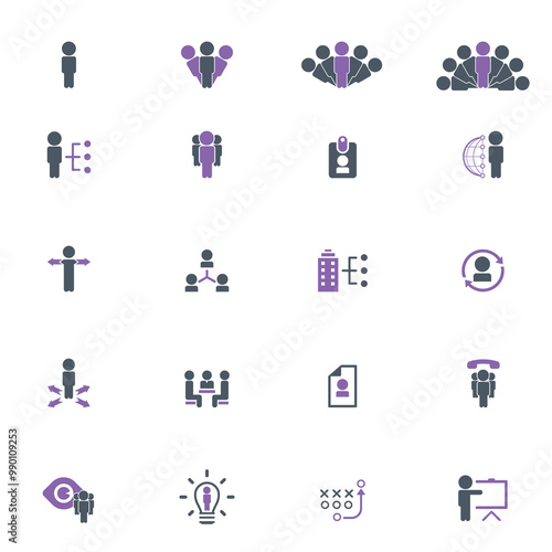 Universal business management and human resources icon set. Universal icons for web and mobile. Vector.