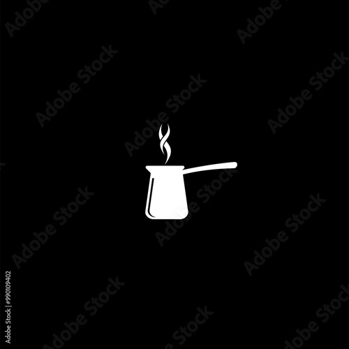 Turkish coffee pot icon isolated on dark background