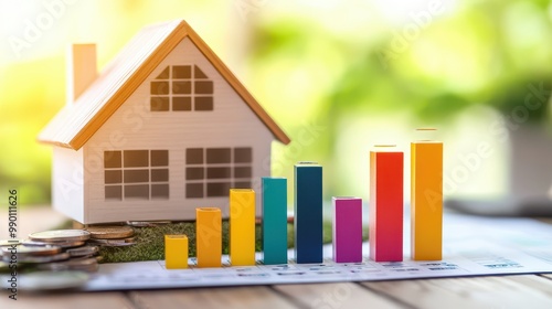 Graphical representation of credit scores affecting mortgage approval, with colorful bars and charts, credit score impact on mortgage, loan approval metrics photo