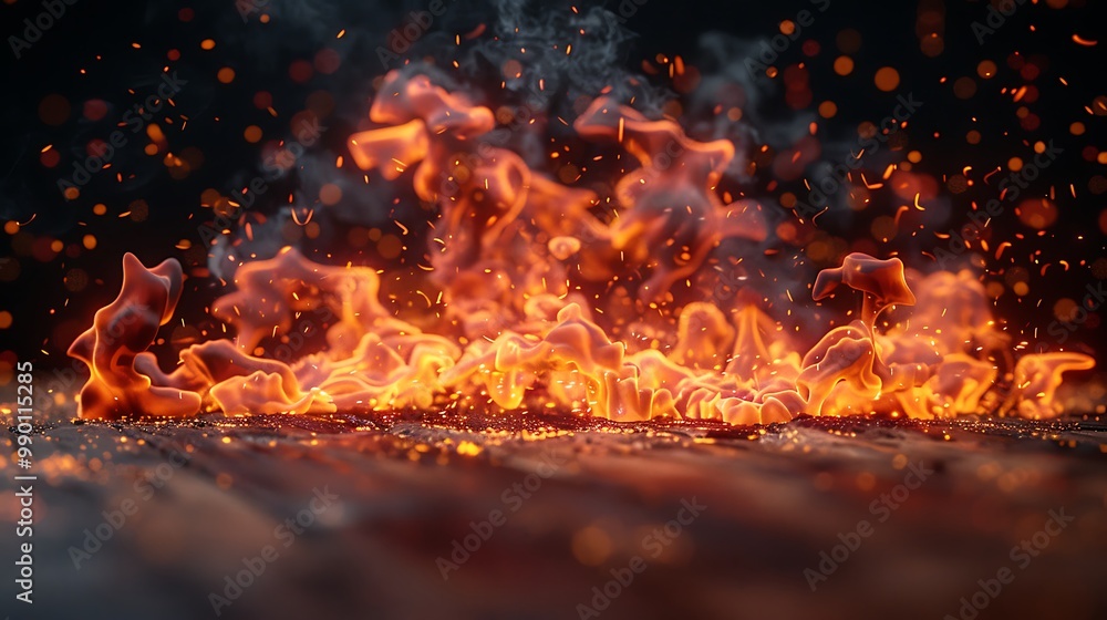 Rustic Wooden Table with Burning Fire Backdrop Rustic Wooden Table with Burning Fire Backdrop