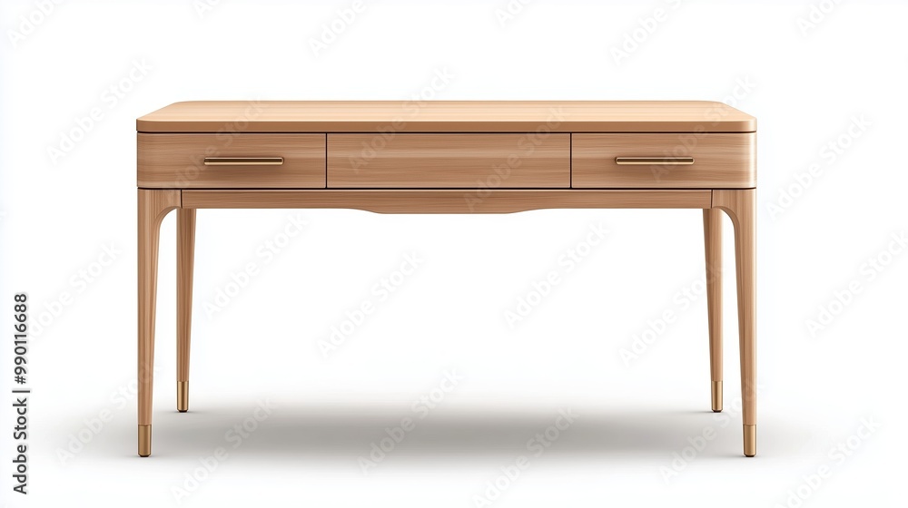 Modern Wooden Console Table with Three Drawers. Modern Wooden Console Table with Three Drawers.