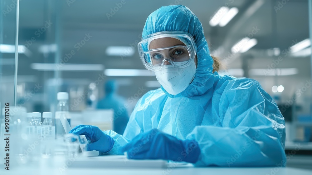A janitor in blue gear meticulously cleans a white desk, showcasing commitment to hygiene and workplace sanitation. A janitor in blue gear meticulously cleans a white desk, showcasing commitment to hygiene and workplace sanitation.