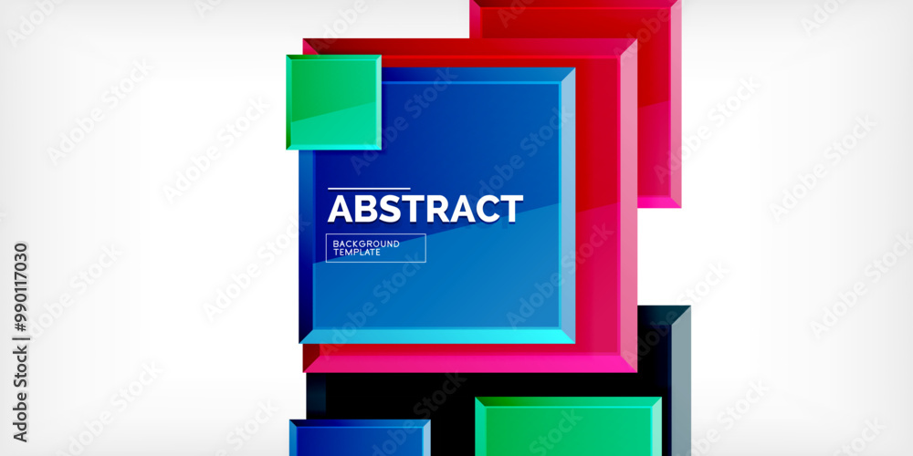 Fototapeta premium Colorful squares with reflections abstract background design. Vector Illustration For Wallpaper, Banner, Background, Card, Book Illustration, landing page