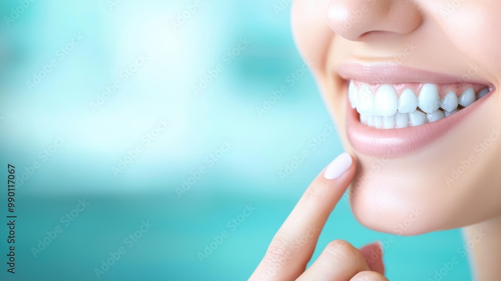 Fototapeta premium Bright Smile of Young Woman in Dental Care Setting