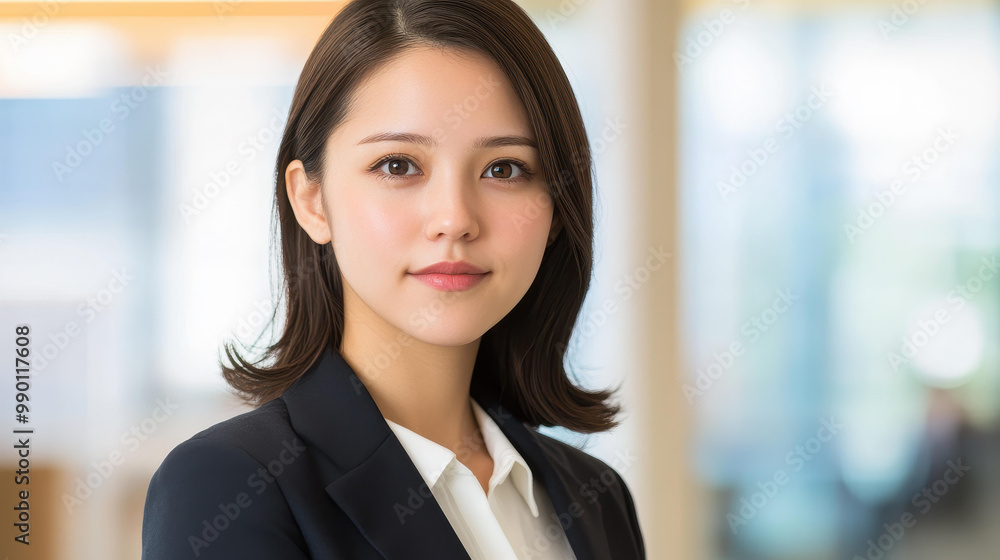 A poised woman in a sharp office outfit exudes confidence, professionalism, and elegance in a bright, sleek office space. A poised woman in a sharp office outfit exudes confidence, professionalism, and elegance in a bright, sleek office space.