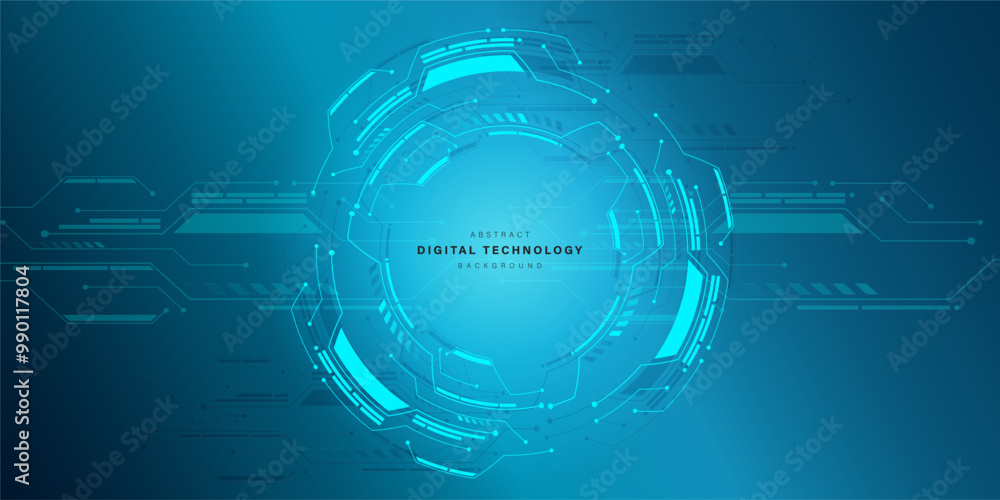 Obraz premium Abstract futuristic circuit board. business technology communication. Hi tech digital connection. high tech. science. digital eye. blue future background. high computer digital technology concept