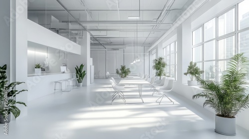 Modern White Open Space Office Interior Design Mockup Inspiration