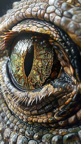 Close-Up of a Reptile's Eye: A Detailed Look at Scales and Texture photo