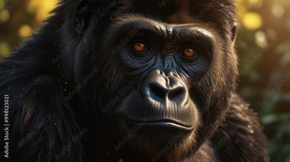 Obraz premium Close-up Portrait of a Majestic Gorilla