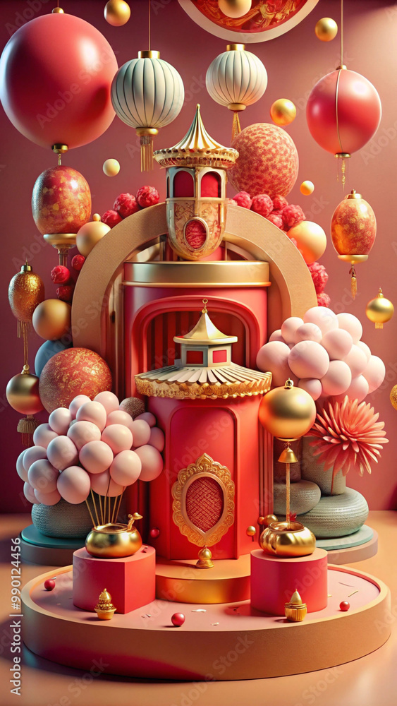 Chinese new year decoration. Generative AI Chinese new year decoration. Generative AI