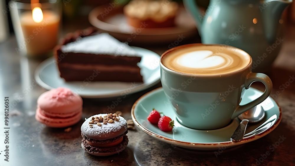 A delicious coffee and dessert pairing on a table, combining a rich cup of coffee with a sweet treat. The perfect balance of flavors creates a delightful dining experience. A delicious coffee and dessert pairing on a table, combining a rich cup of coffee with a sweet treat. The perfect balance of flavors creates a delightful dining experience.