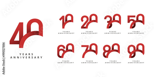 Set 10 20 30 to 100 years anniversary vector template design