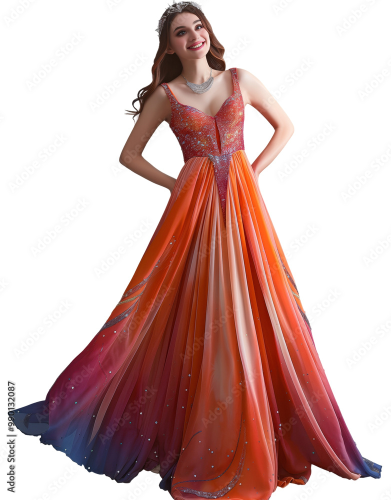 Obraz premium Woman wear color evening dress transparent background