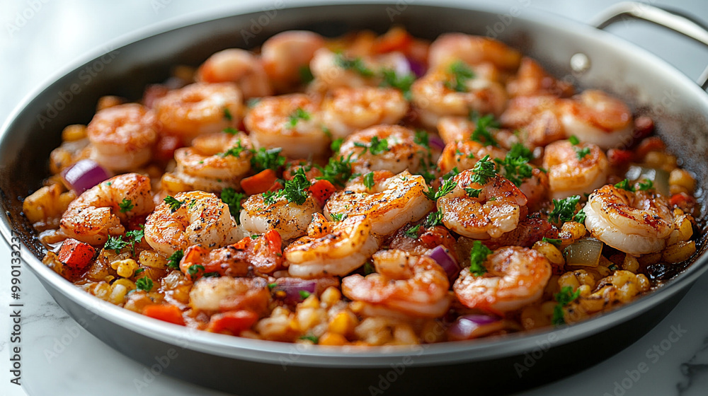 Delicious shrimp dish with vibrant colors and fresh ingredients, perfect for a seafood feast or gourmet dining experience. Delicious shrimp dish with vibrant colors and fresh ingredients, perfect for a seafood feast or gourmet dining experience.