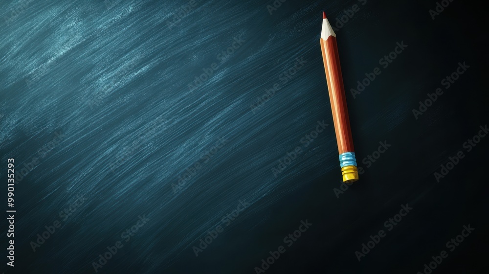 A clean chalkboard displays simple drawings of a pencil and eraser in a minimalist style A clean chalkboard displays simple drawings of a pencil and eraser in a minimalist style