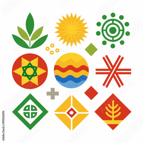 Abstract minimalist ethiopian new year logo design for cultural celebration