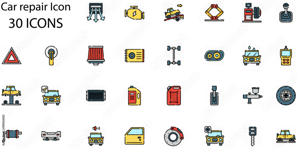 Set of Car repair icons. Line art style icons bundle. vector illustration Set of Car repair icons. Line art style icons bundle. vector illustration