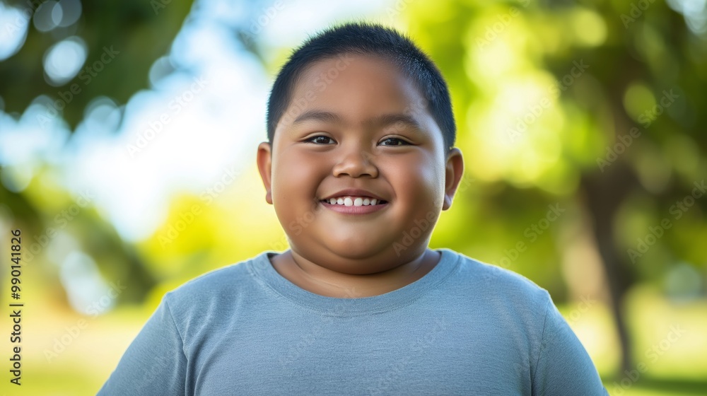 Cheerful Young Pacific Islander Boy Smiling Outdoors, Summer Happiness, Fun, and Joyful Childhood Cheerful Young Pacific Islander Boy Smiling Outdoors, Summer Happiness, Fun, and Joyful Childhood
