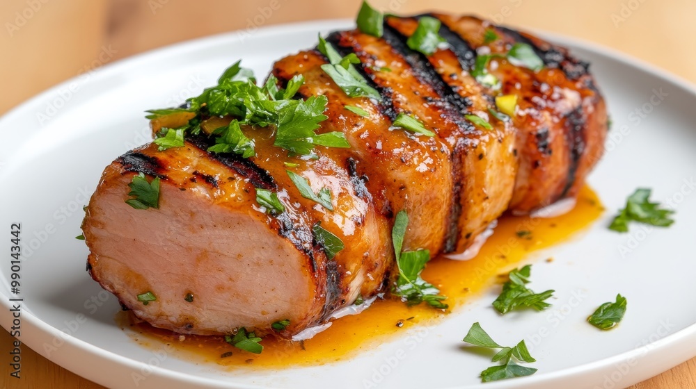 Juicy grilled pork tenderloin topped with a tangy apple chutney, perfect for a flavorful and easy meal. Juicy grilled pork tenderloin topped with a tangy apple chutney, perfect for a flavorful and easy meal.
