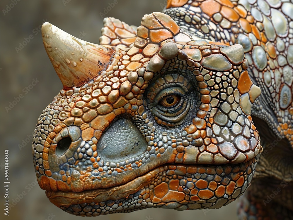 Fototapeta premium Close-Up of a Realistic Dinosaur Head