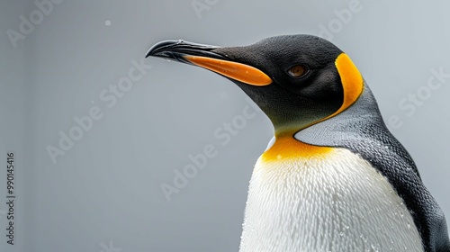 Wallpaper Mural Close-up Portrait of a King Penguin with a Grey Background Torontodigital.ca
