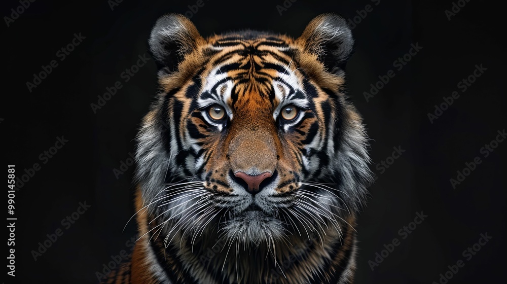 Fototapeta premium Close-up Portrait of a Tiger's Face with Intense Eyes