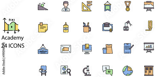 Set of Academy icons. Line art style icons bundle. vector illustration