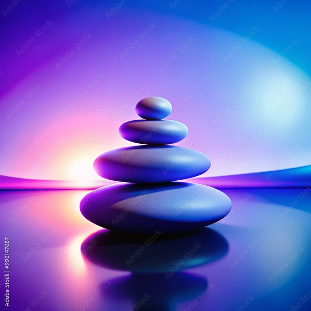 zen stones on blue