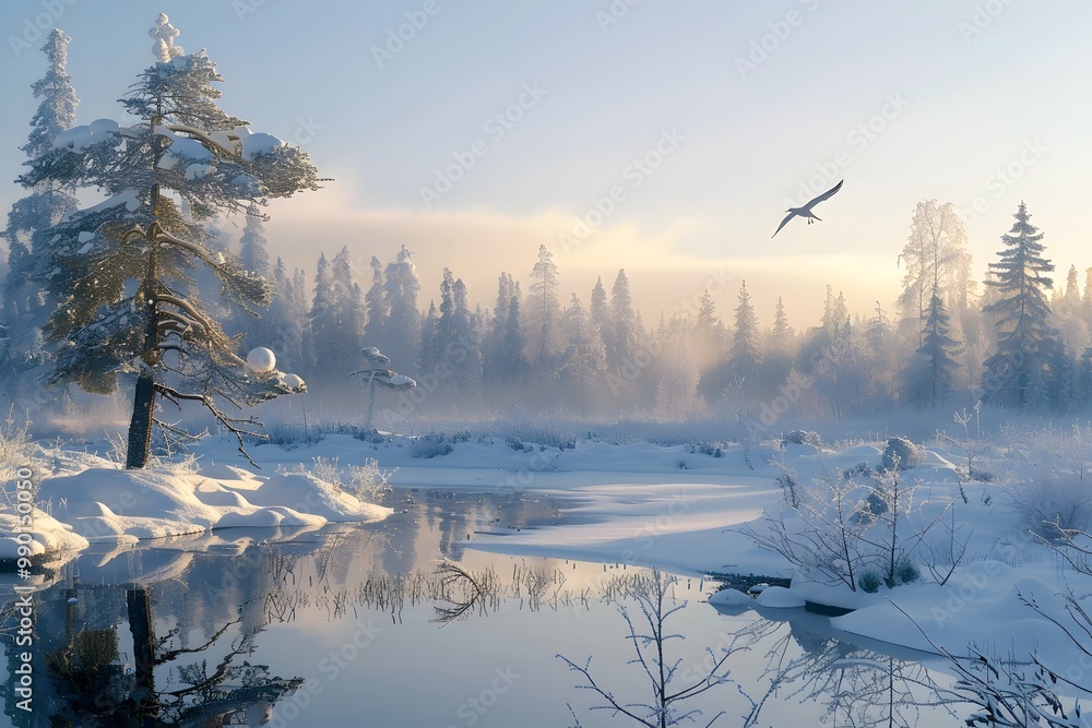 Fototapeta premium landscape with lake