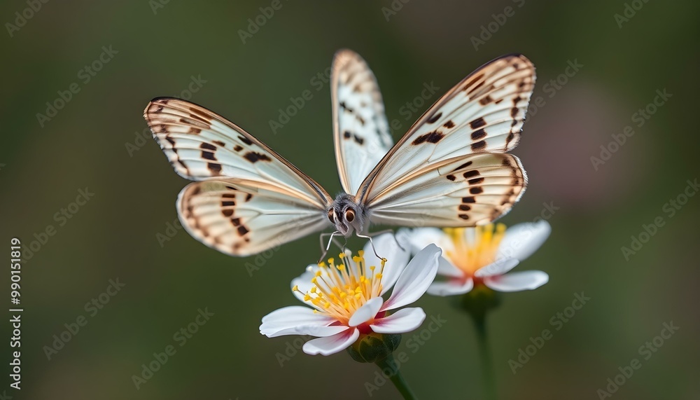 Delicate Butterfly on Blooming Flowers Delicate Butterfly on Blooming Flowers
