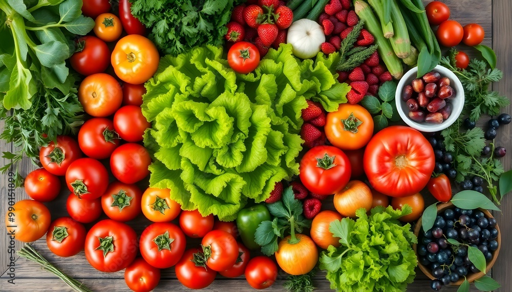 Fresh Vegetables and Fruits Display Fresh Vegetables and Fruits Display