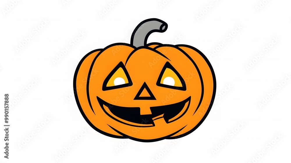 Fototapeta premium Doodle Halloween pumpkin with glowing eyes alongside a friendly ghost. This charming illustration perfectly captures the playful spirit of Halloween, making it an ideal choice for festive decorations