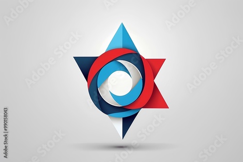 Free Download geometric abstract 3d star-shaped design with interlocking red and blue elements - GFXLoad