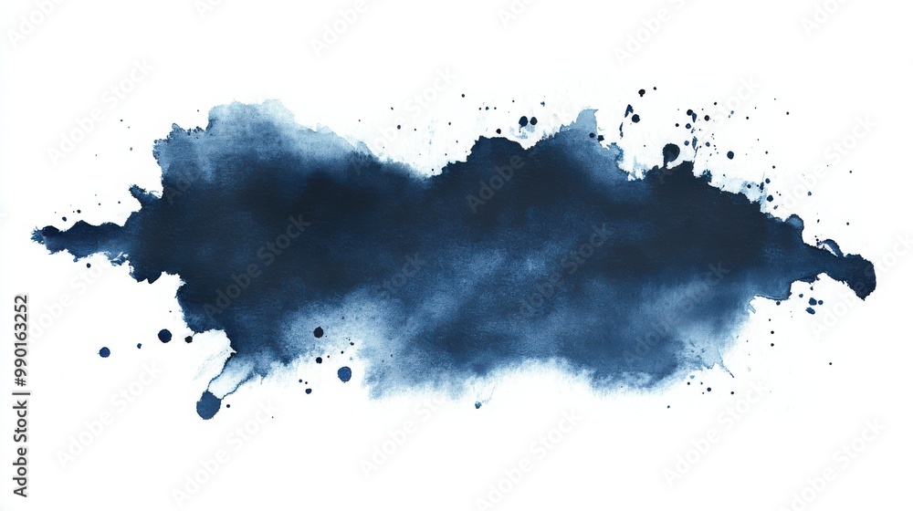 Abstract navy blue watercolor art with splatters and soft edges suitable for creative projects Abstract navy blue watercolor art with splatters and soft edges suitable for creative projects