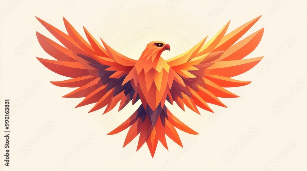 Fototapeta premium Experience the majesty of a flying hawk, wings unfurled against a warm sunset backdrop in stunning, textured artistry.